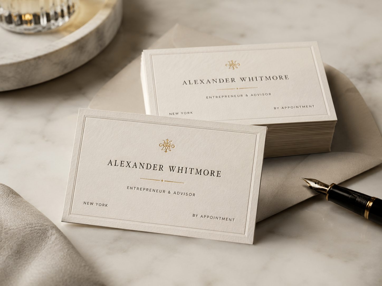 Personal calling cards set in classic type