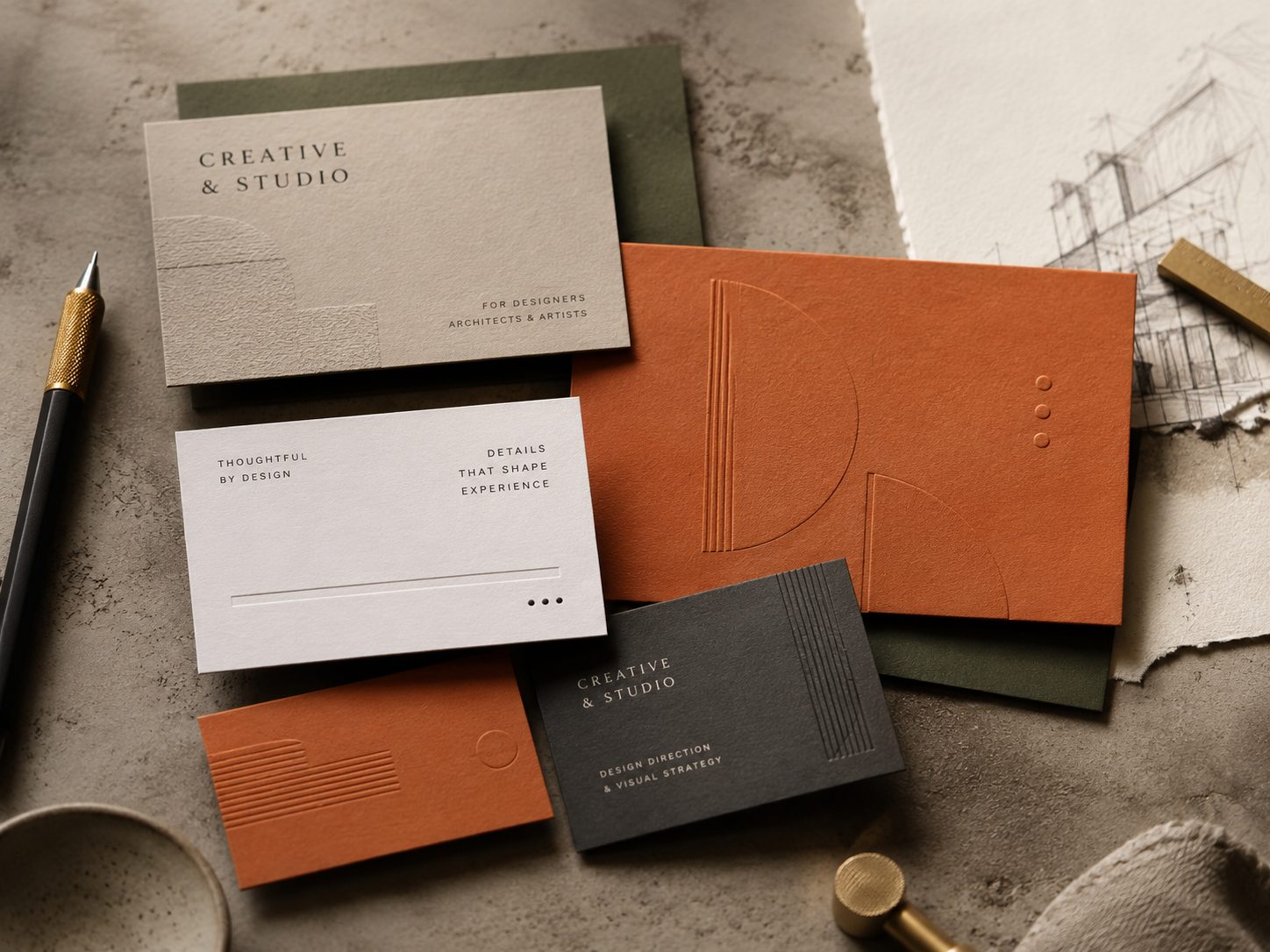 Creative studio personalized paper in terracotta and kraft tones